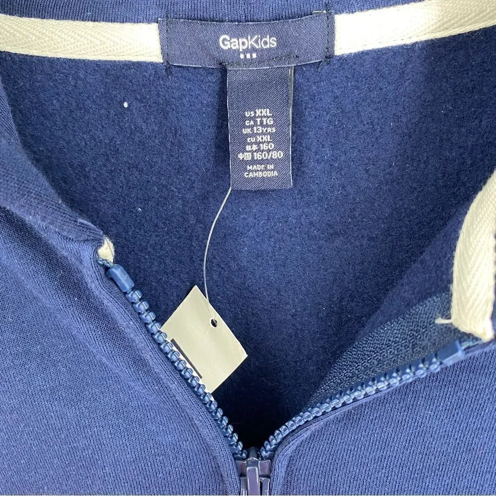 GAP Kids Zipper Front Blue Graphic Hoodie Size XXL New with tags